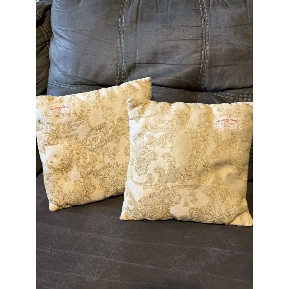 Set of 2 Handmade Crazy Quilt Patchwork Throw Pillows 10x10” VTG